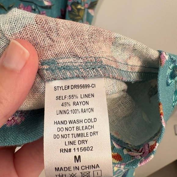 Lush Floral Linen Blend Mini Dress Size Medium - Picture 8 of 9